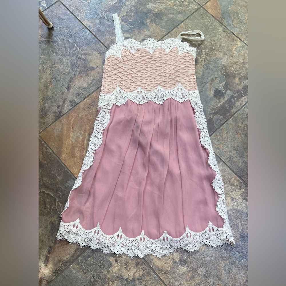 Sundance lined sun dress with lace trim, size 2, adjustable straps